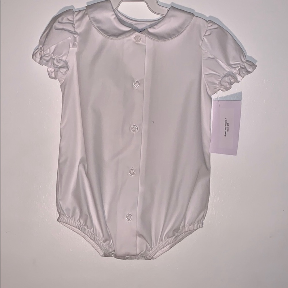 9 Month Girls Peter Pan Onesie with Ruffle Sleeve
